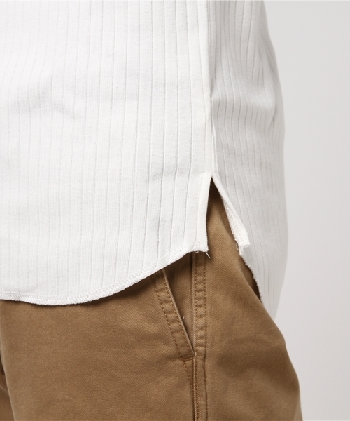 Luv maison（ラブメゾン）の「Luv･リブ編みロゴ5分袖Tシャツ（Tシャツ/カットソー・メンズ・グレー/ブラック/カーキ/ホワイト/ワインレッド・L/M）」の10枚目の写真