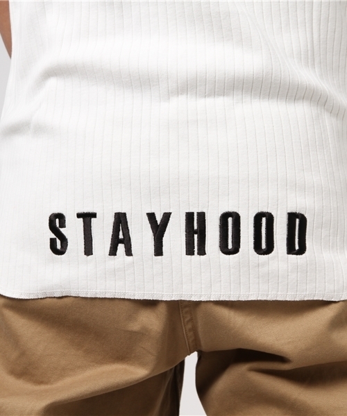 Luv maison（ラブメゾン）の「Luv･リブ編みロゴ5分袖Tシャツ（Tシャツ/カットソー・メンズ・グレー/ブラック/カーキ/ホワイト/ワインレッド・L/M）」の11枚目の写真