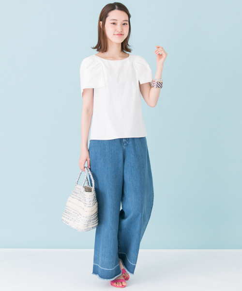 URBAN RESEARCH（アーバンリサーチ）の「ダブル袖ギャザーブラウス（シャツ/ブラウス・レディース・サックスブルー/ホワイト/ブラウン・FREE）」の9枚目の写真