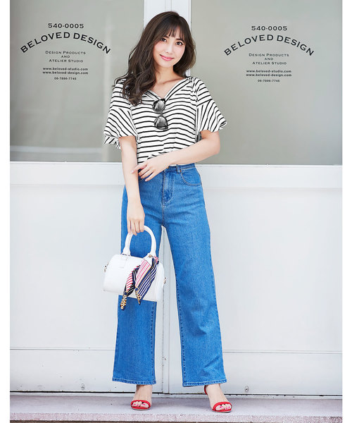 KOBE LETTUCE(コウベレタス)の「フリルスリーブオフショルダーカットソートップス(Tシャツ/カットソー・レディース・オフホワイト/ホワイト系その他/ピンク/オレンジ/ブルー系その他/ブラック/カーキ/マスタード/ブルー/グリーン・FREE)」の19枚目の写真