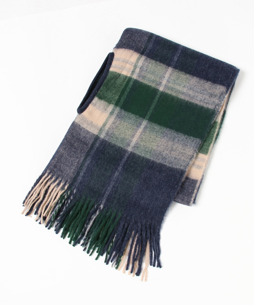 Samansa Mos2（サマンサ モスモス）の「スリット入り2wayチェック柄ストール（ストール/ショール・レディース・ベージュ/ネイビー/ピンク・ﾌﾘ-）」の2枚目の写真