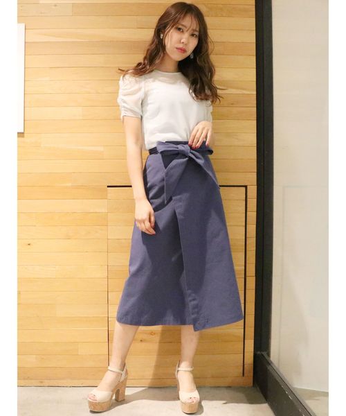 dazzlin（ダズリン）の「ミディ台形ラップスカート（スカート・レディース・ベージュ/イエロー/ブルー/ミント・SMALL/MEDIUM）」の15枚目の写真