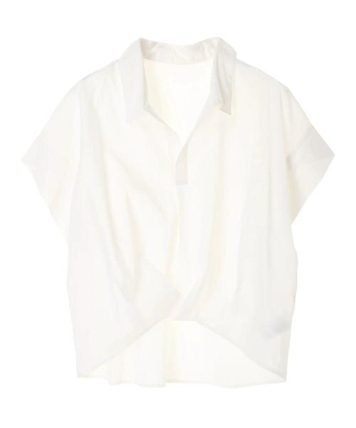 earth music&ecology（アースミュージックアンドエコロジー）の「・綿ローン半袖スキッパータックヘムシャツ ●（シャツ/ブラウス・レディース・グリーン系その他5/ブラック系その他3/オフホワイト/カーキ/ネイビー/レッド系その他7・FREE）」の8枚目の写真