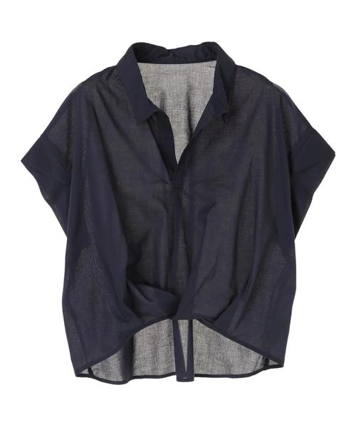 earth music&ecology（アースミュージックアンドエコロジー）の「・綿ローン半袖スキッパータックヘムシャツ ●（シャツ/ブラウス・レディース・グリーン系その他5/ブラック系その他3/オフホワイト/カーキ/ネイビー/レッド系その他7・FREE）」の10枚目の写真