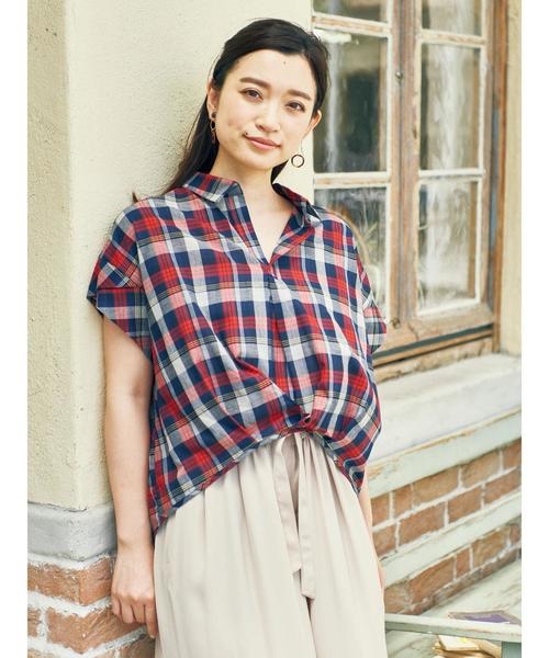 セール】・綿ローン半袖スキッパータックヘムシャツ ○（シャツ
