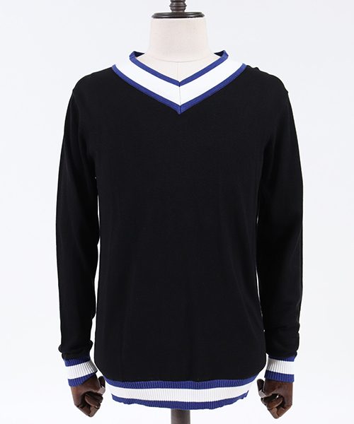 CAMBIO（カンビオ）の「mn1785 - Vネックチルデンニット（ニット/セーター・メンズ・ブラック/グレー/ネイビー・S/M/L）」の4枚目の写真