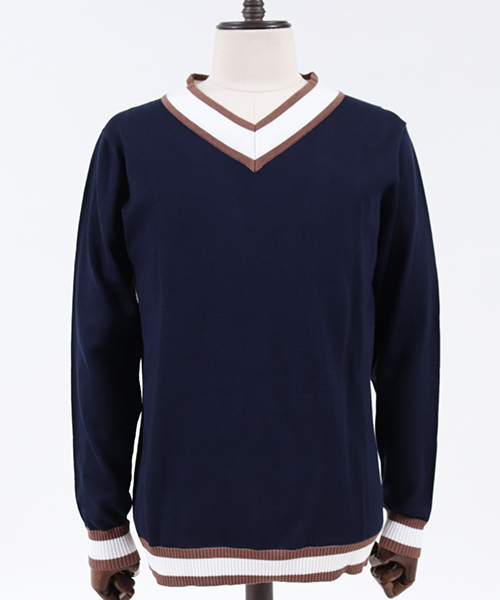 CAMBIO（カンビオ）の「mn1785 - Vネックチルデンニット（ニット/セーター・メンズ・ブラック/グレー/ネイビー・S/M/L）」の7枚目の写真