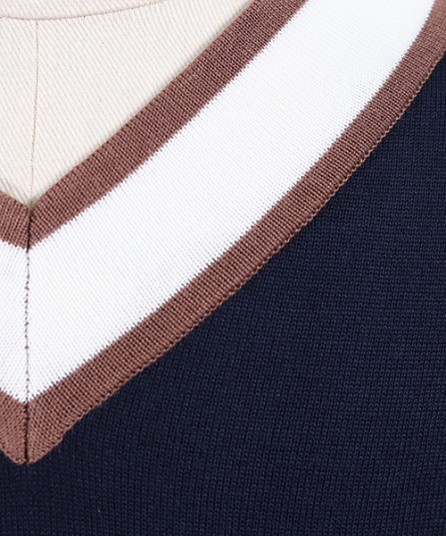 CAMBIO（カンビオ）の「mn1785 - Vネックチルデンニット（ニット/セーター・メンズ・ブラック/グレー/ネイビー・S/M/L）」の9枚目の写真