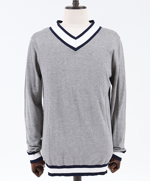 CAMBIO（カンビオ）の「mn1785 - Vネックチルデンニット（ニット/セーター・メンズ・ブラック/グレー/ネイビー・S/M/L）」の10枚目の写真