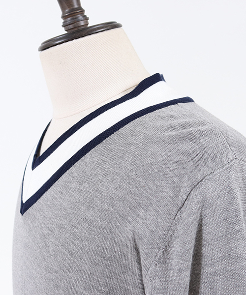 CAMBIO（カンビオ）の「mn1785 - Vネックチルデンニット（ニット/セーター・メンズ・ブラック/グレー/ネイビー・S/M/L）」の14枚目の写真