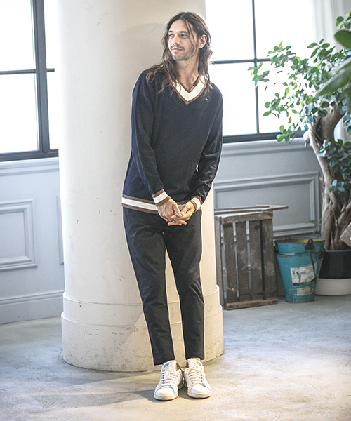 CAMBIO（カンビオ）の「mn1785 - Vネックチルデンニット（ニット/セーター・メンズ・ブラック/グレー/ネイビー・S/M/L）」の20枚目の写真