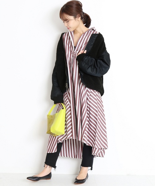 ジャーナルスタンダード タイプライターレースアップAラインワンピース パープル JOURNAL STANDARD - JOURNAL STANDARD タイプライターレース