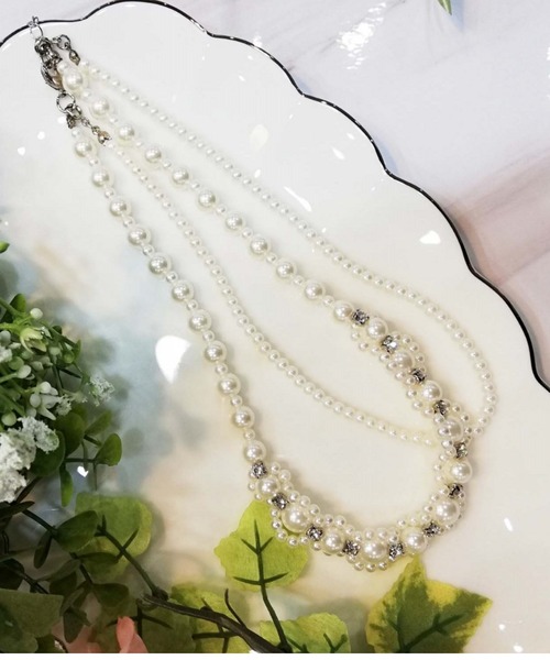 【EVERYBIRTHDAY】Heart Cupid Pearl ネックレース Cupid Heart ネックレス 「Cupid Heart」結婚式アクセサリー