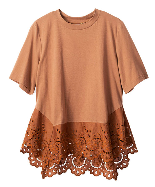 MUVEIL(ミュベール)の「【MUVEIL】裾レース刺繍プルオーバー(Tシャツ/カットソー・レディース・ホワイト/ネイビー/イエロー/キャメル・38/36)」の4枚目の写真