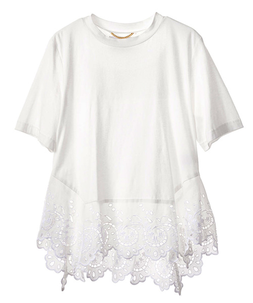 MUVEIL(ミュベール)の「【MUVEIL】裾レース刺繍プルオーバー(Tシャツ/カットソー・レディース・ホワイト/ネイビー/イエロー/キャメル・38/36)」の2枚目の写真