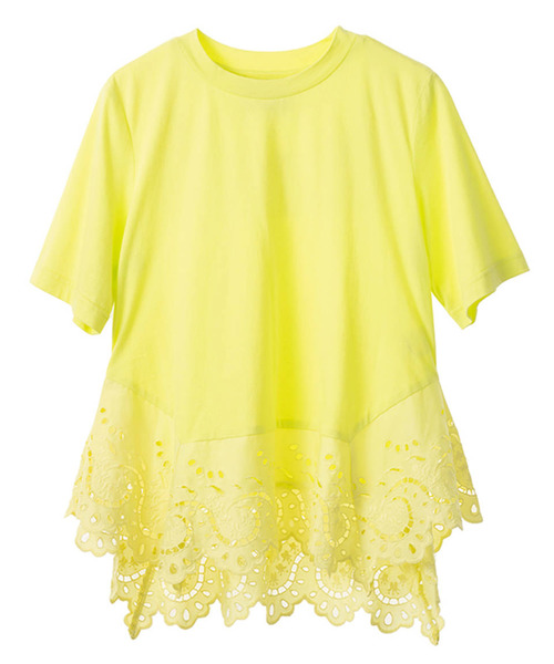 MUVEIL(ミュベール)の「【MUVEIL】裾レース刺繍プルオーバー(Tシャツ/カットソー・レディース・ホワイト/ネイビー/イエロー/キャメル・38/36)」の3枚目の写真