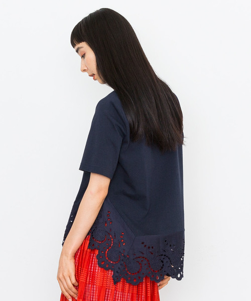 MUVEIL(ミュベール)の「【MUVEIL】裾レース刺繍プルオーバー(Tシャツ/カットソー・レディース・ホワイト/ネイビー/イエロー/キャメル・38/36)」の8枚目の写真