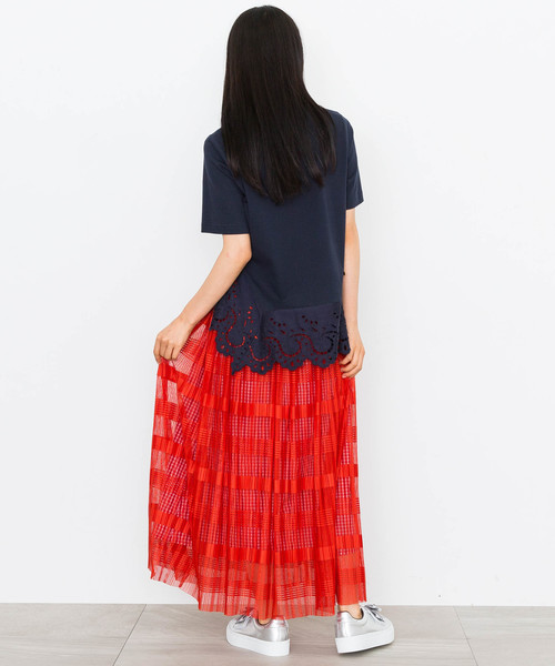 MUVEIL(ミュベール)の「【MUVEIL】裾レース刺繍プルオーバー(Tシャツ/カットソー・レディース・ホワイト/ネイビー/イエロー/キャメル・38/36)」の9枚目の写真