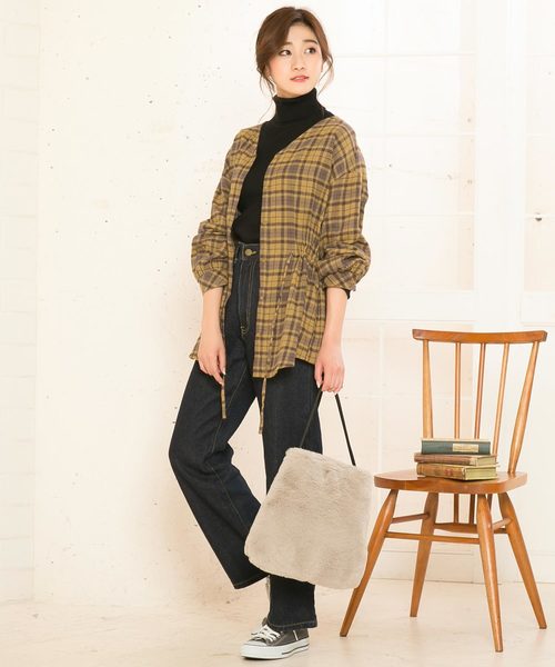 KOBE LETTUCE（コウベレタス）の「チェック柄Vネックドロストチュニックブラウス＊レディース/トップス/チェックシャツ[C3432]神戸レタス（シャツ/ブラウス・レディース・ブルー系その他/イエロー系その他/ブルー系その他2・FREE）」の12枚目の写真