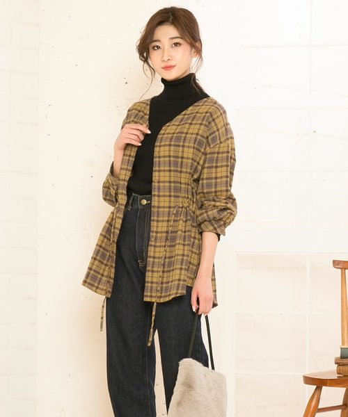 KOBE LETTUCE（コウベレタス）の「チェック柄Vネックドロストチュニックブラウス＊レディース/トップス/チェックシャツ[C3432]神戸レタス（シャツ/ブラウス・レディース・ブルー系その他/イエロー系その他/ブルー系その他2・FREE）」の13枚目の写真