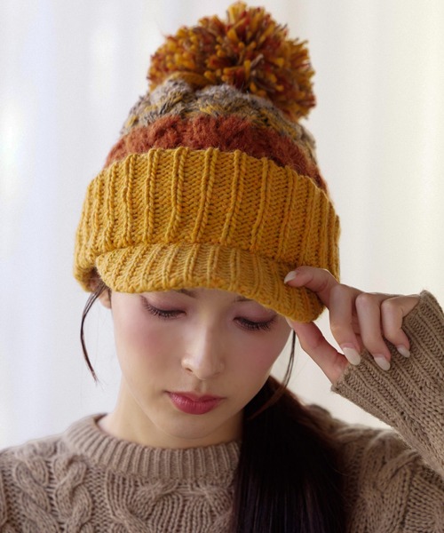 sankyo shokai（サンキョウショウカイ）の「イタリア製糸ニットキャスケット（キャスケット・レディース・ライトグレー/レッド/ピンク/ターコイズブルー/ダークグレー/オレンジ/マスタード・フリー）」の4枚目の写真