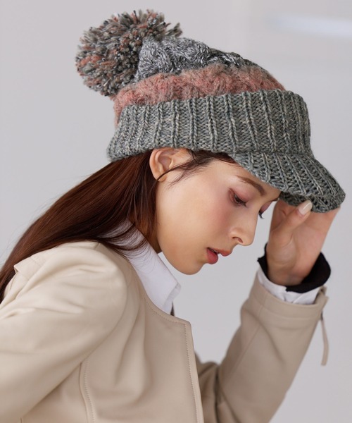 sankyo shokai（サンキョウショウカイ）の「イタリア製糸ニットキャスケット（キャスケット・レディース・ライトグレー/レッド/ピンク/ターコイズブルー/ダークグレー/オレンジ/マスタード・フリー）」の14枚目の写真