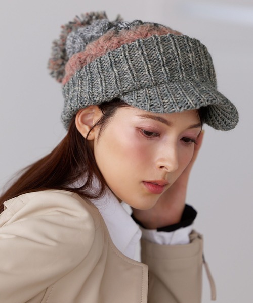 sankyo shokai（サンキョウショウカイ）の「イタリア製糸ニットキャスケット（キャスケット・レディース・ライトグレー/レッド/ピンク/ターコイズブルー/ダークグレー/オレンジ/マスタード・フリー）」の15枚目の写真