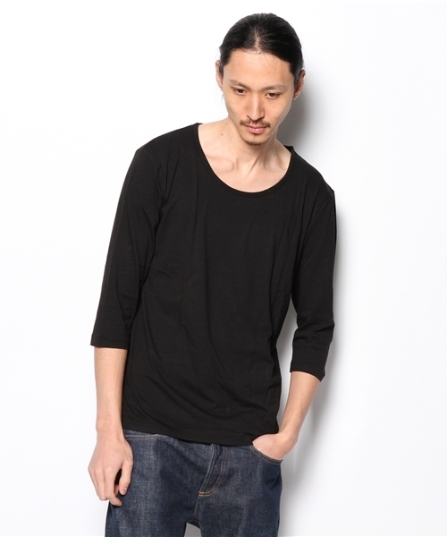 WEGO（ウィゴー）の「WEGO/Uネック7分袖Tシャツ（Tシャツ/カットソー・メンズ・ホワイト/ブラック/ブルー/ライトピンク・MEDIUM/SMALL/LARGE）」の3枚目の写真