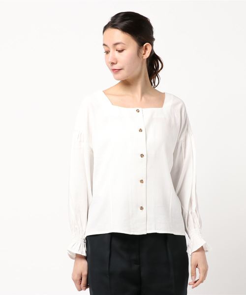 LOWRYS FARM（ローリーズファーム）の「スクエアブラウスLS　827711（シャツ/ブラウス・レディース・ベージュ/オフホワイト/ブラック・FREE）」の10枚目の写真