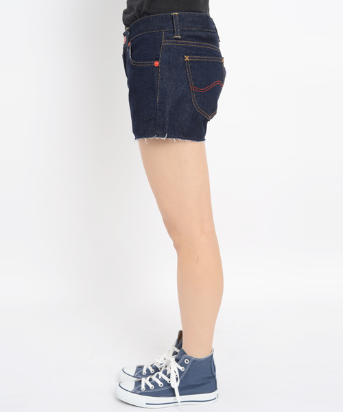 X-girl(エックスガール)の「X-girl×LEE SOPHIE JEAN SHORTS(デニムパンツ・レディース・インディゴブルー・26inch/27inch/25inch/24inch)」の4枚目の写真