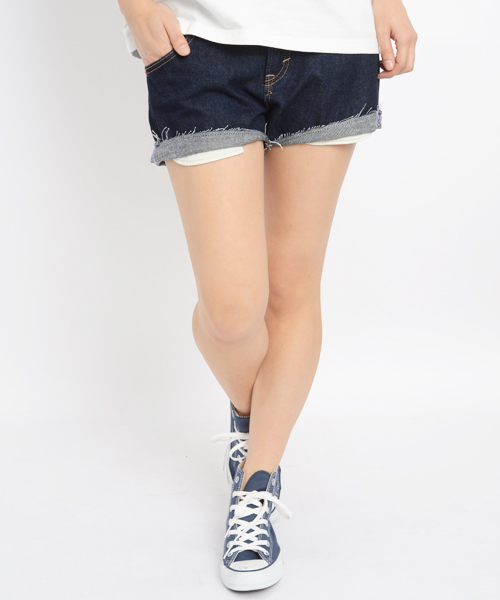 X-girl(エックスガール)の「X-girl×LEE SOPHIE JEAN SHORTS(デニムパンツ・レディース・インディゴブルー・26inch/27inch/25inch/24inch)」の6枚目の写真