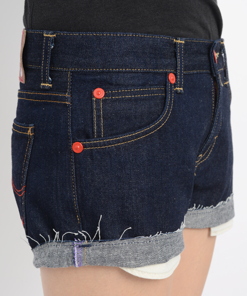 X-girl(エックスガール)の「X-girl×LEE SOPHIE JEAN SHORTS(デニムパンツ・レディース・インディゴブルー・26inch/27inch/25inch/24inch)」の7枚目の写真