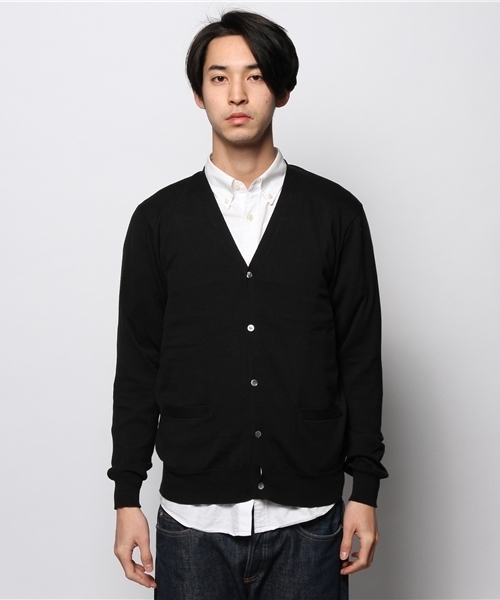 JOURNAL STANDARD relume(ジャーナルスタンダード レリューム)の「ガスコットンVネックカーディガン#(カーディガン/ボレロ・メンズ・ブラック/ネイビー/コバルトブルー・MEDIUM/SMALL/LARGE)」の4枚目の写真