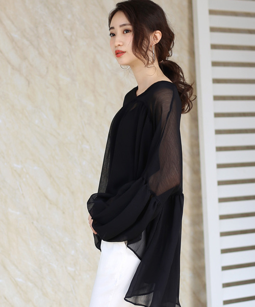 Bou Jeloud（ブージュルード）の「シフォンボリュームブラウス◆インナーセット（シャツ/ブラウス・レディース・ブラック/ベージュ/オフホワイト/ピンク・38）」の21枚目の写真