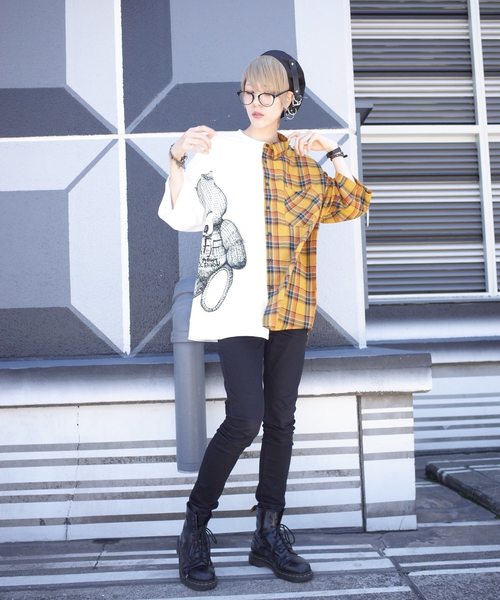 rovtski（ロフトスキー）の「JERZY CHECK MIX MIX CREW & SHIRT/ジャージー チェックミックス クルーネックシャツ（シャツ/ブラウス・レディース・ホワイト×ブラック/ホワイト系その他/ホワイト×イエロー・FREE）」の6枚目の写真