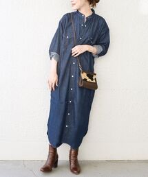 SHIPS | 【SHIPS別注】Wrangler: ノーカラーデニムシャツワンピース◆(ワンピース)