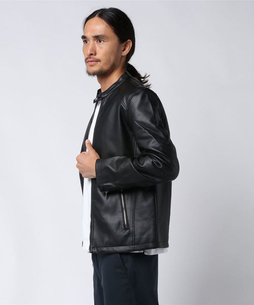 STYLEBLOCK（スタイルブロック）の「PUレザーシングルライダースジャケット（ライダースジャケット・メンズ・ブラック/ネイビー/ワイン・LL/M/L）」の5枚目の写真