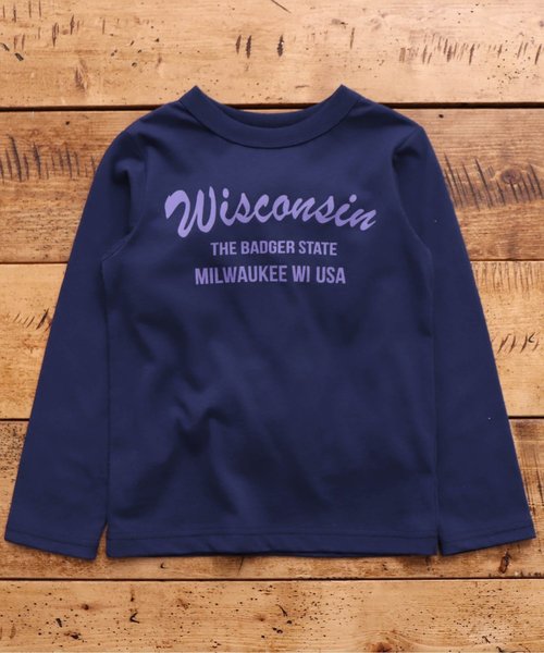 JUNK STORE（ジャンクストアー）の「■WEB限定 ロゴバリエ長袖Tシャツ カットソー（Tシャツ/カットソー・キッズ・チャコール/ベビーピンク/マスタード/アイボリー/カーキ/オリーブ/オフホワイト/グレー/ネイビー/ブラック・100/110/120/130/140/150）」の8枚目の写真