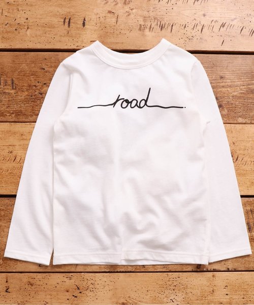 JUNK STORE（ジャンクストアー）の「■WEB限定 ロゴバリエ長袖Tシャツ カットソー（Tシャツ/カットソー・キッズ・チャコール/ベビーピンク/マスタード/アイボリー/カーキ/オリーブ/オフホワイト/グレー/ネイビー/ブラック・100/110/120/130/140/150）」の2枚目の写真