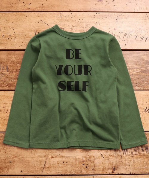 JUNK STORE（ジャンクストアー）の「■WEB限定 ロゴバリエ長袖Tシャツ カットソー（Tシャツ/カットソー・キッズ・チャコール/ベビーピンク/マスタード/アイボリー/カーキ/オリーブ/オフホワイト/グレー/ネイビー/ブラック・100/110/120/130/140/150）」の7枚目の写真