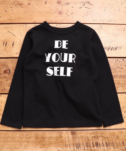 JUNK STORE（ジャンクストアー）の「■WEB限定 ロゴバリエ長袖Tシャツ カットソー（Tシャツ/カットソー・キッズ・チャコール/ベビーピンク/マスタード/アイボリー/カーキ/オリーブ/オフホワイト/グレー/ネイビー/ブラック・100/110/120/130/140/150）」の5枚目の写真