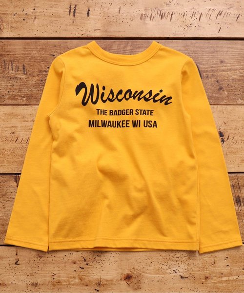 JUNK STORE（ジャンクストアー）の「■WEB限定 ロゴバリエ長袖Tシャツ カットソー（Tシャツ/カットソー・キッズ・チャコール/ベビーピンク/マスタード/アイボリー/カーキ/オリーブ/オフホワイト/グレー/ネイビー/ブラック・100/110/120/130/140/150）」の9枚目の写真