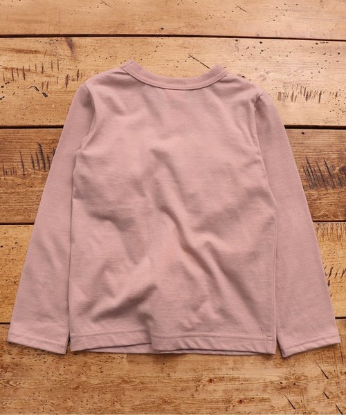 JUNK STORE（ジャンクストアー）の「■WEB限定 ロゴバリエ長袖Tシャツ カットソー（Tシャツ/カットソー・キッズ・チャコール/ベビーピンク/マスタード/アイボリー/カーキ/オリーブ/オフホワイト/グレー/ネイビー/ブラック・100/110/120/130/140/150）」の14枚目の写真