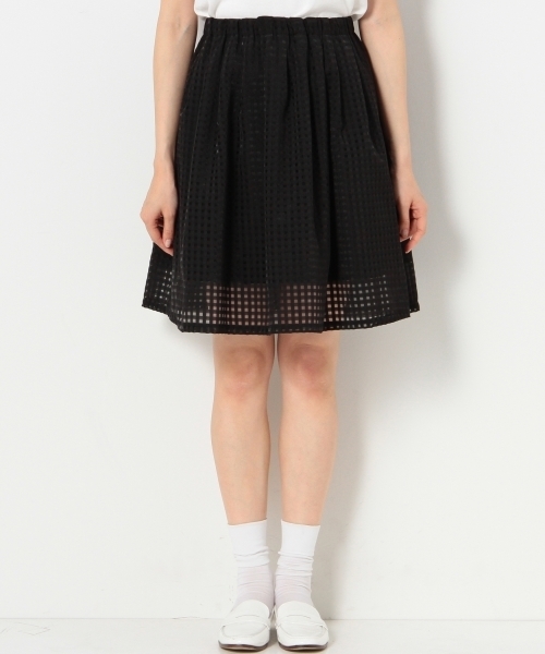 Jewel Changes（ジュエルチェンジズ）の「JOCRD オーガンジーチェック フレア スカート / ひざ丈 / ミディ丈（スカート・レディース・ホワイト/ブラック・フリー）」の3枚目の写真