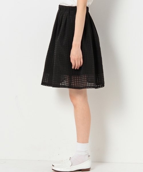 Jewel Changes（ジュエルチェンジズ）の「JOCRD オーガンジーチェック フレア スカート / ひざ丈 / ミディ丈（スカート・レディース・ホワイト/ブラック・フリー）」の4枚目の写真