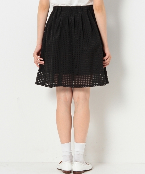 Jewel Changes（ジュエルチェンジズ）の「JOCRD オーガンジーチェック フレア スカート / ひざ丈 / ミディ丈（スカート・レディース・ホワイト/ブラック・フリー）」の5枚目の写真