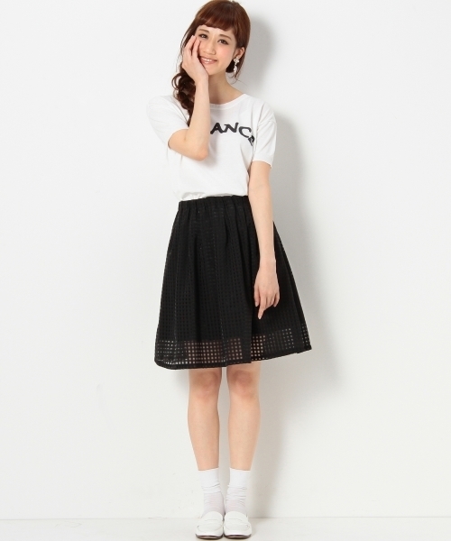 Jewel Changes（ジュエルチェンジズ）の「JOCRD オーガンジーチェック フレア スカート / ひざ丈 / ミディ丈（スカート・レディース・ホワイト/ブラック・フリー）」の9枚目の写真