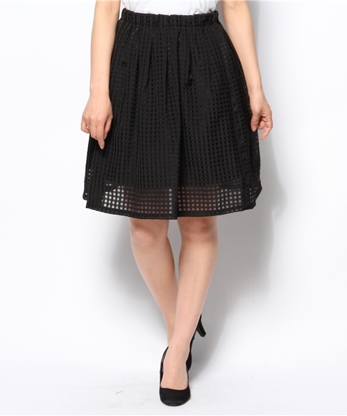 Jewel Changes（ジュエルチェンジズ）の「JOCRD オーガンジーチェック フレア スカート / ひざ丈 / ミディ丈（スカート・レディース・ホワイト/ブラック・フリー）」の7枚目の写真