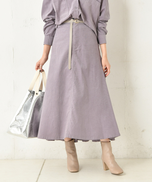 DouDou（ドゥドゥ）の「コールテンフレアスカート（スカート・レディース・ベージュ/サックスブルー/ラベンダー・36/38）」の11枚目の写真
