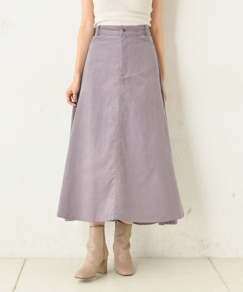 DouDou（ドゥドゥ）の「コールテンフレアスカート（スカート・レディース・ベージュ/サックスブルー/ラベンダー・36/38）」の13枚目の写真